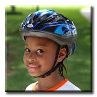 chold with bike helmet